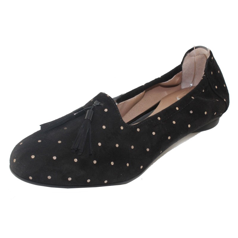 Beautifeel Women s Holly In Black Printed Suede Bronze Dots