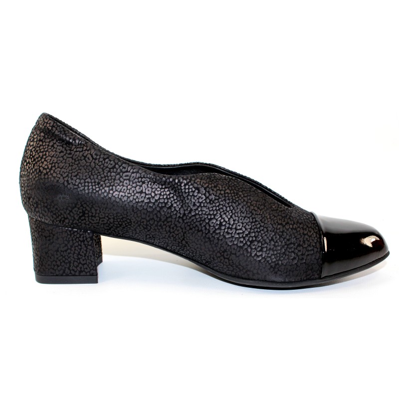 Beautifeel Women s Meryl In Black Leopard Printed Suede Patent Leather