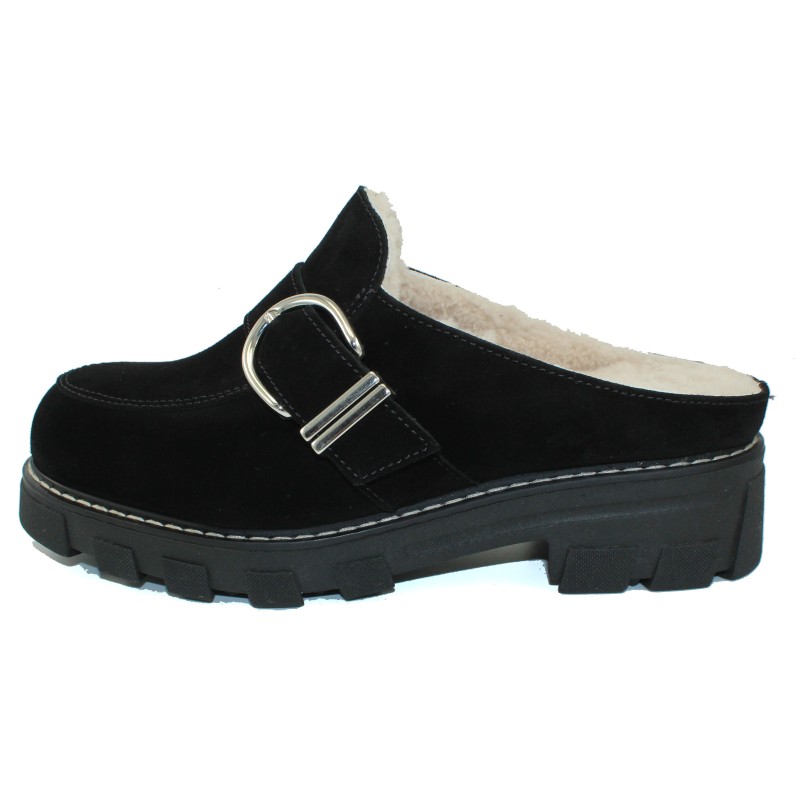 La Canadienne Women's Allie In Black Waterproof Suede/Shearling