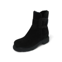 La Canadienne Women's Dax In Black Waterproof Suede/Shearling