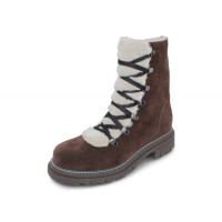 La Canadienne Women's Diego In Brunette Waterproof Suede/Beige Shearling