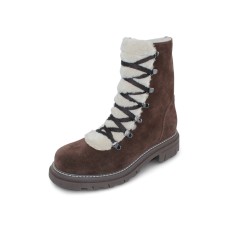 La Canadienne Women's Diego In Brunette Waterproof Suede/Beige Shearling