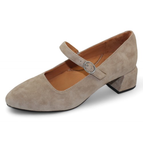 Lamour Des Pieds Women's Katriel In Taupe Kid Suede