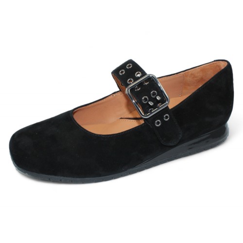 Lamour Des Pieds Women's Tanzy In Black Kid Suede/Patent Leather