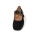 Lamour Des Pieds Women's Tanzy In Black Kid Suede/Patent Leather