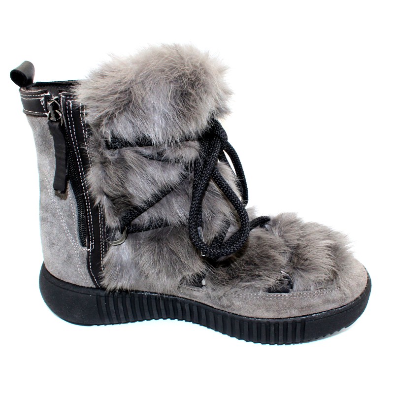 Anet Zip by Pajar in Charcoal Suede/Fur