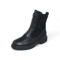 Paul Green Women's Sheridan Lug In Black Leather/Stretchy Suede